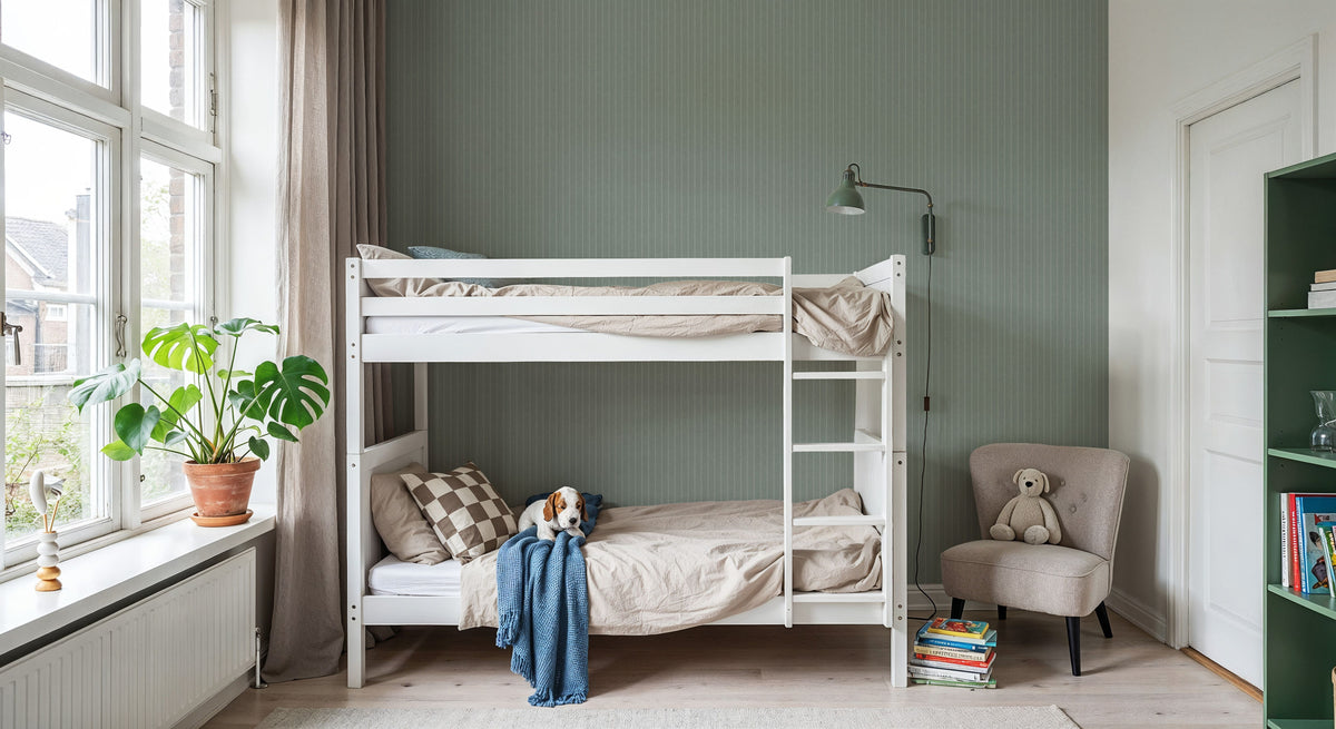 Tailor's Pin Stripe, Sage Mural Wallpaper - room preview 06
