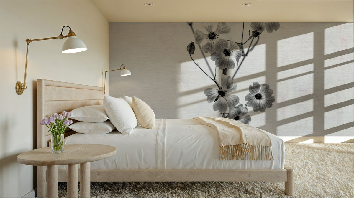 Wonderful Wildflowers XV Neutral Mural Wallpaper - room preview 06