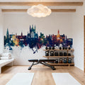 Winchester England Skyline Blue & Bronze Mural Wallpaper - room preview 06