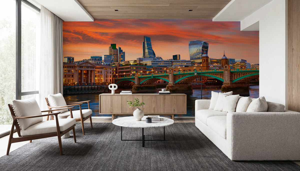 Golden Hour Bridge II Mural Wallpaper - room preview 06
