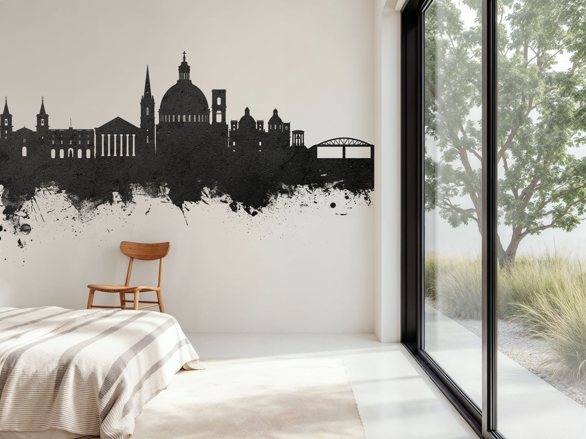 Valletta Malta Skyline Black & White Mural Wallpaper - room preview 06