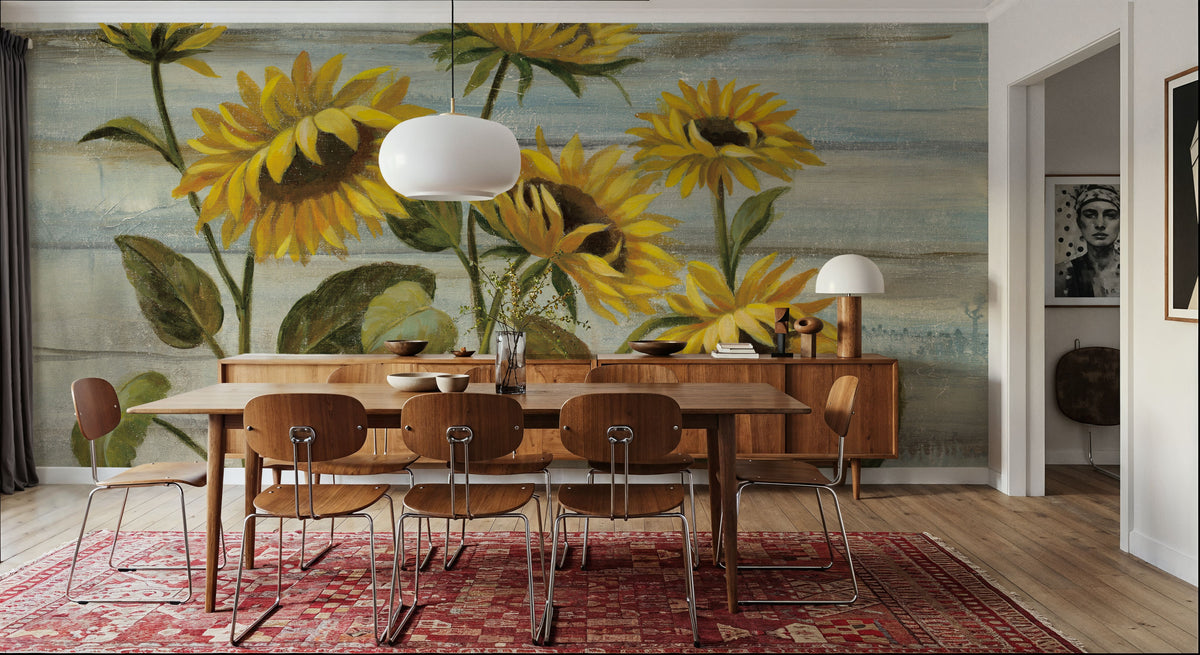 Cottage Sunflowers Mural Wallpaper - room preview 06