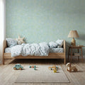 Kala Flowers White on Mint Mural Wallpaper - room preview 06