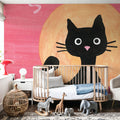 Scaredy Cat Pink Mural Wallpaper - room preview 06