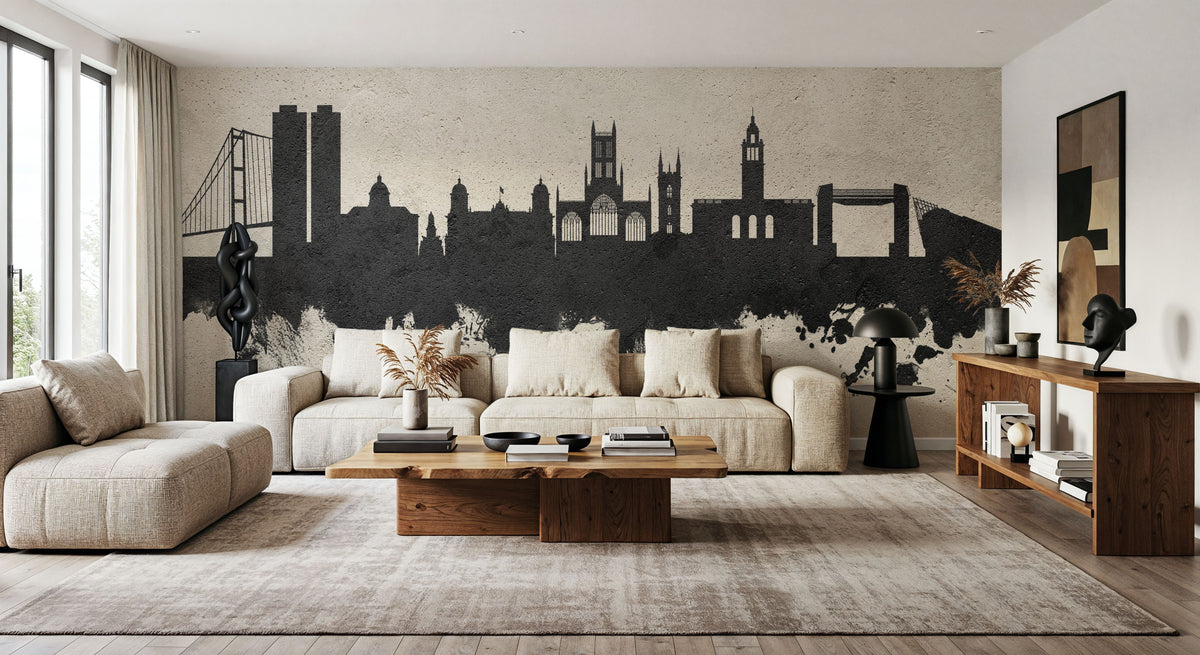 Kingston Upon Hull England Skyline Concrete Mural Wallpaper - room preview 06