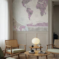 World Map Atlas Purple Mural Wallpaper - room preview 06