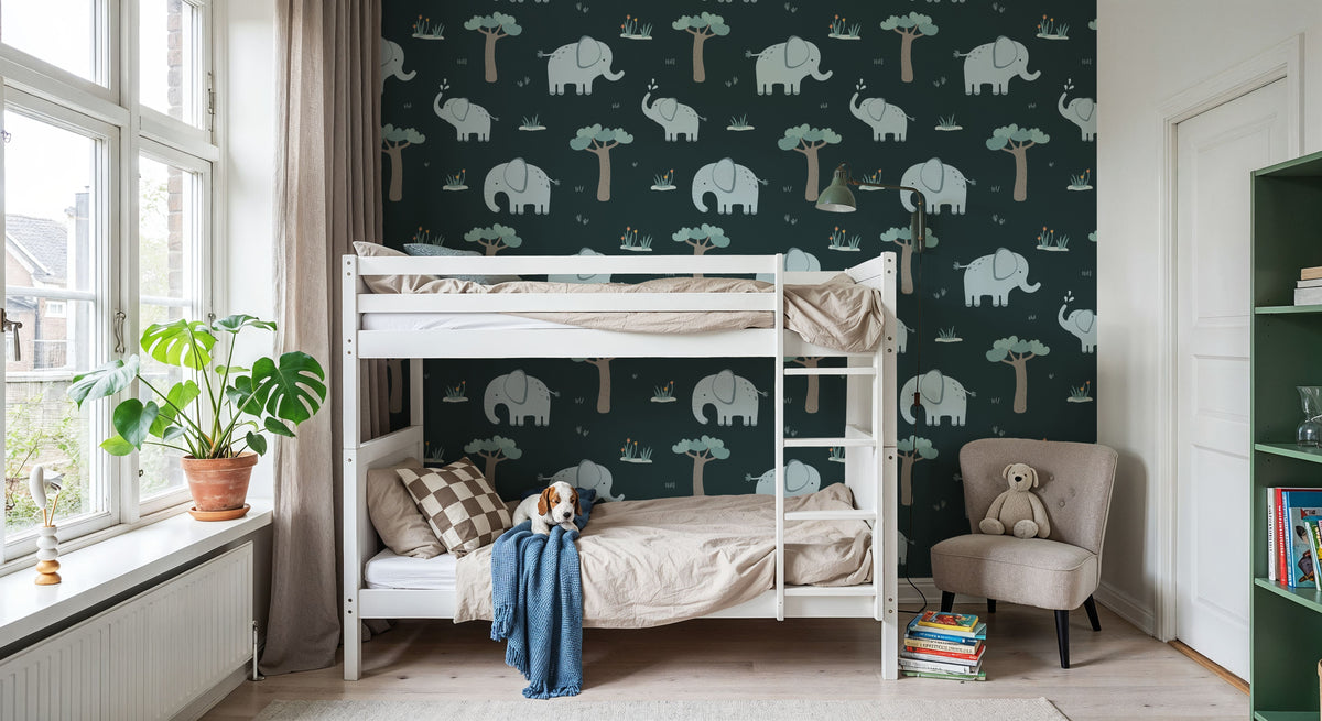 Elephant Greetings Illustration Mural Wallpaper - room preview 06