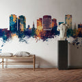 Norfolk Virginia Skyline Blue & Bronze Mural Wallpaper - room preview 06