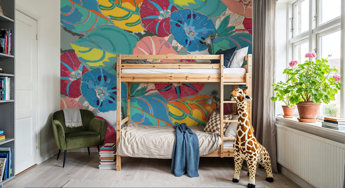 Floral Colourful Explosion Mural Wallpaper - room preview 06
