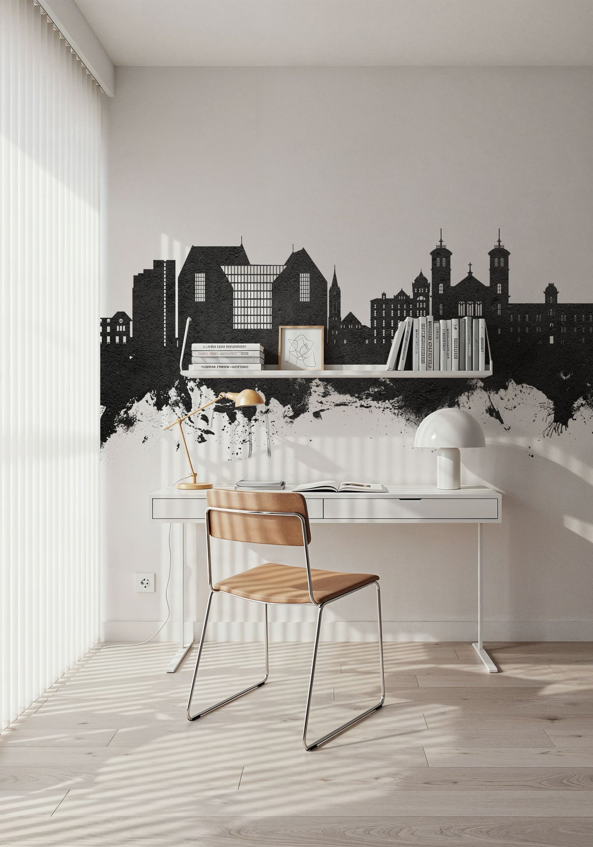 St John's Canada Skyline Black & White Mural Wallpaper - room preview 06
