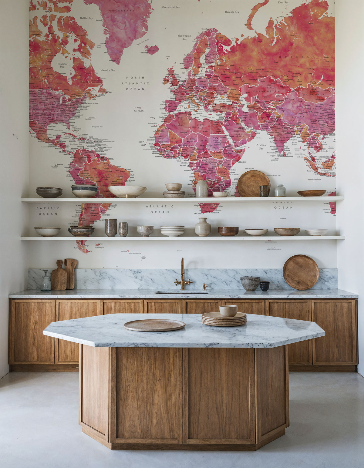 World Map Cities - Tatiana Mural Wallpaper - room preview 06