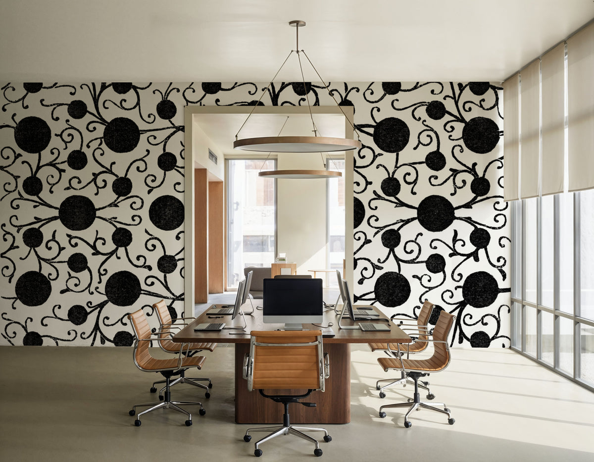 Botanical Black Mural Wallpaper - room preview 06
