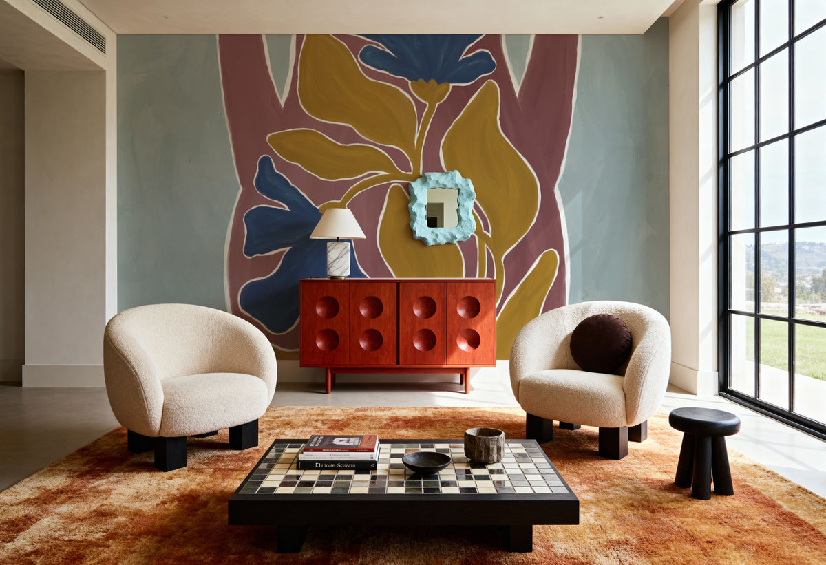 Modern Floral Vase II Mural Wallpaper - room preview 06