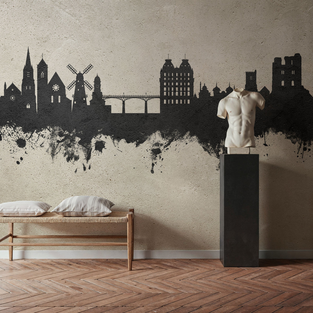 Scarborough England Skyline Concrete Mural Wallpaper - room preview 06