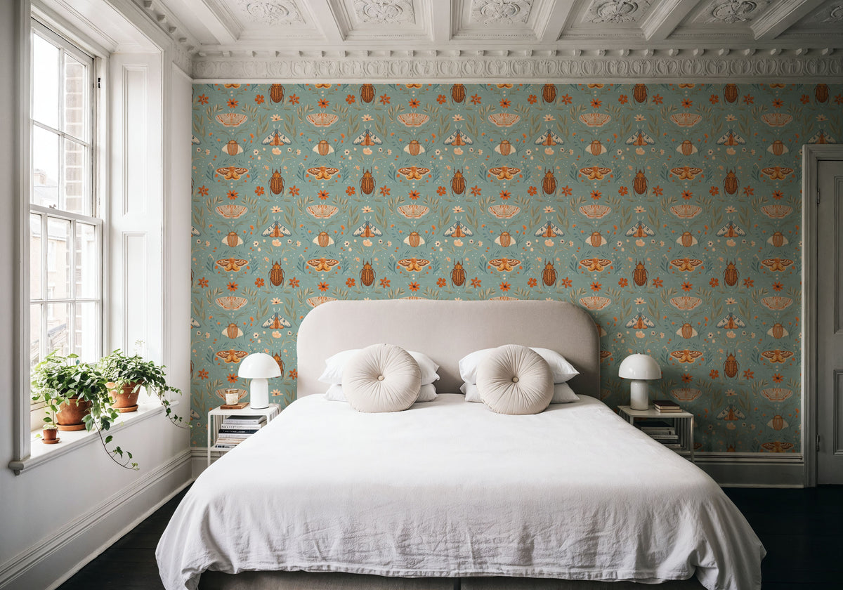 Papilion Chase Blue Mural Wallpaper - room preview 06