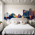 Tacoma Washington Skyline Blue & Bronze Mural Wallpaper - room preview 06