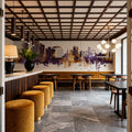 Southend-on-Sea England Skyline Purple & Gold Mural Wallpaper - room preview 06