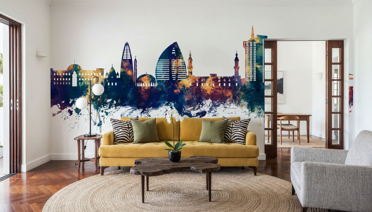Khartoum Sudan Skyline Blue & Bronze Mural Wallpaper - room preview 06