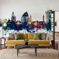 Khartoum Sudan Skyline Blue & Bronze Mural Wallpaper - room preview 06