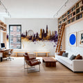London Skyline Purple & Gold Mural Wallpaper - room preview 06