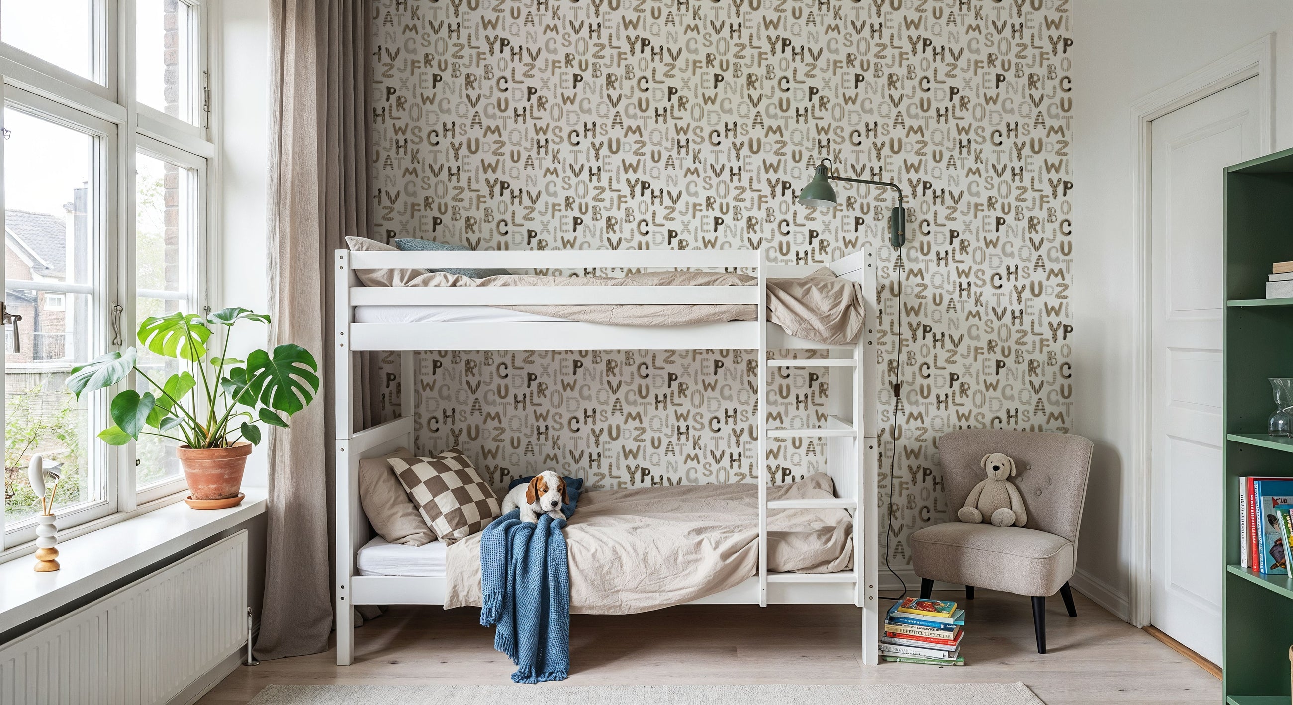 Happy Alphabet, Beige Mural Wallpaper