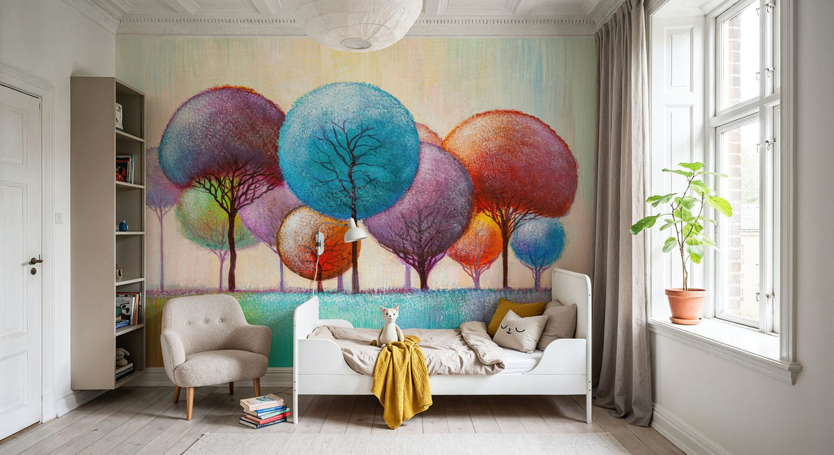 Whimsical Tree Grove Mural Wallpaper - room preview 06
