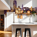 Chisinau Moldova Skyline Purple & Gold Mural Wallpaper - room preview 06