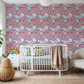 Flower Power, Turqoise Mural Wallpaper - room preview 06