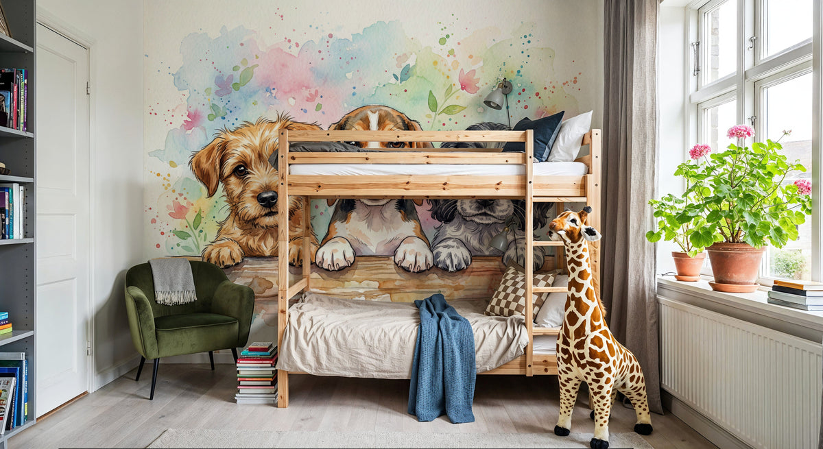 Puppies - Cute Baby Animals Series Mural Wallpaper - room preview 06