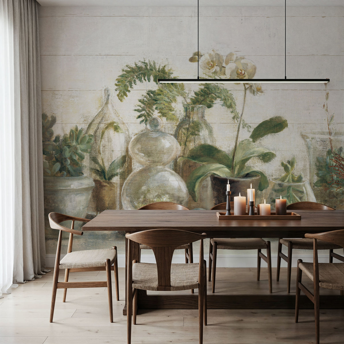 Greenhouse Orchids on Shiplap Mural Wallpaper - room preview 06