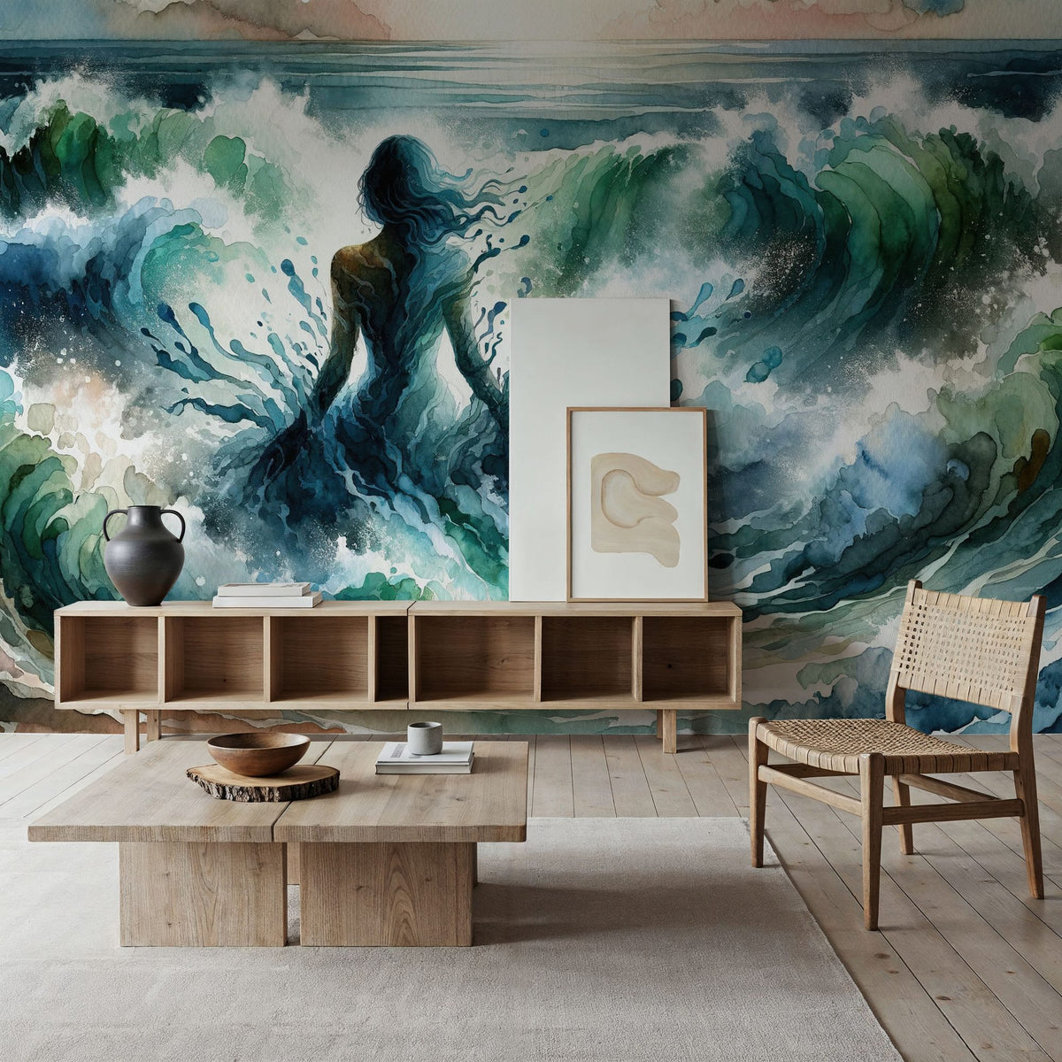 Ocean's Embrace Unfolding Mural Wallpaper - room preview 06
