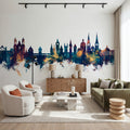 Lucerne Switzerland Luzern Skyline Blue & Bronze Mural Wallpaper - room preview 06