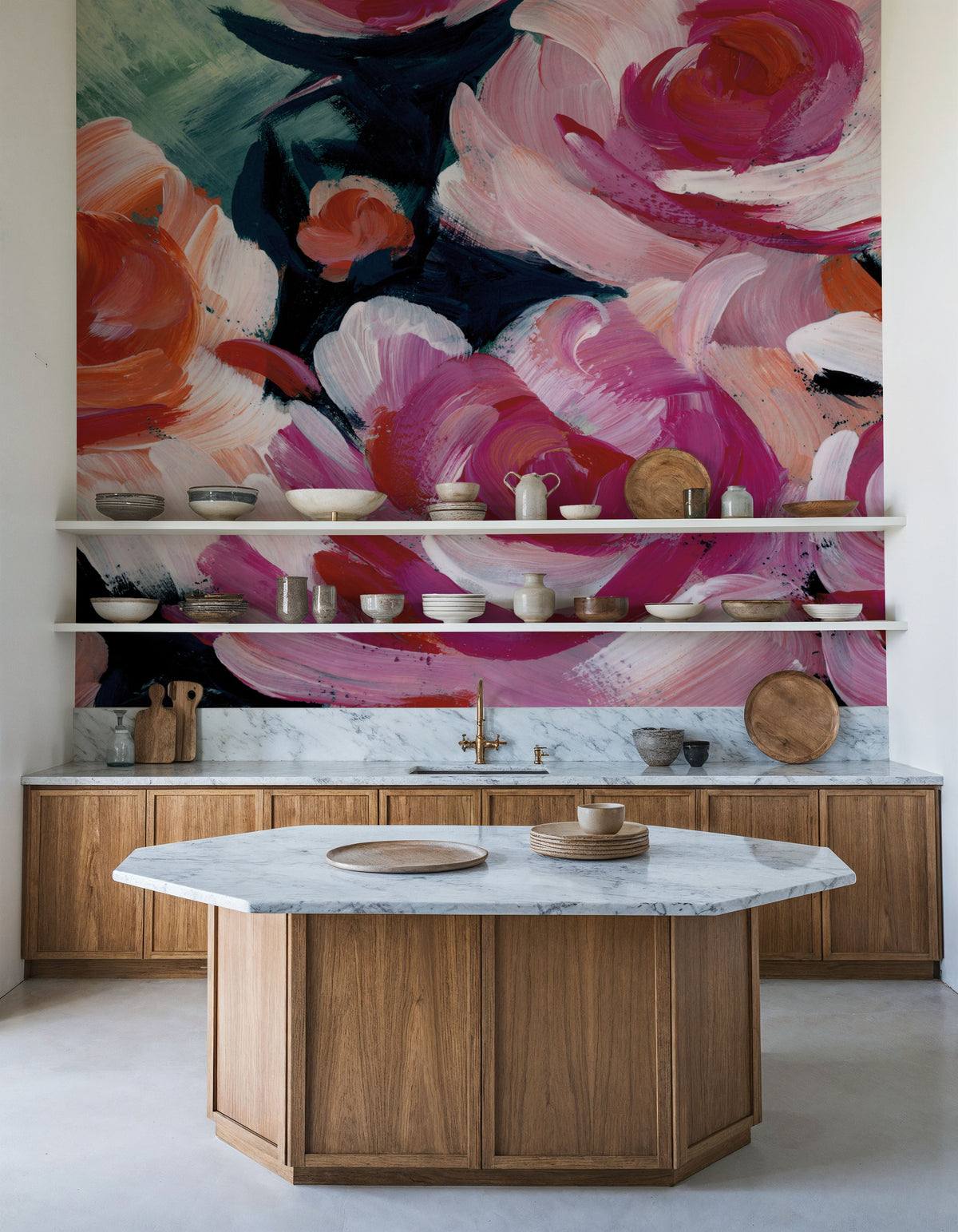 Moody Peonies Mural Wallpaper - room preview 06