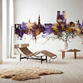 Reims France Skyline Purple & Gold Mural Wallpaper - room preview 06