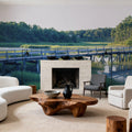 Woodland Bridge Reflection Mural Wallpaper - room preview 06