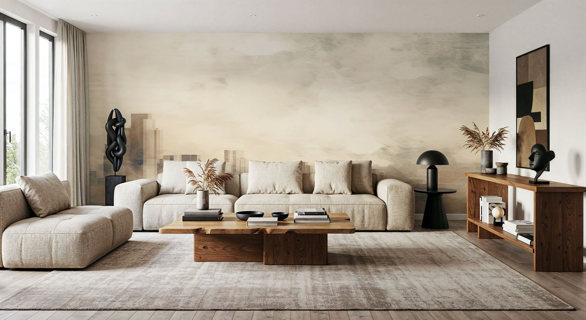 Foggy Cold Skyline Mural Wallpaper - room preview 06