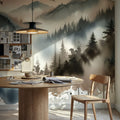 Mystic Mountains Veiled in Morning Mist Mural Wallpaper - room preview 06