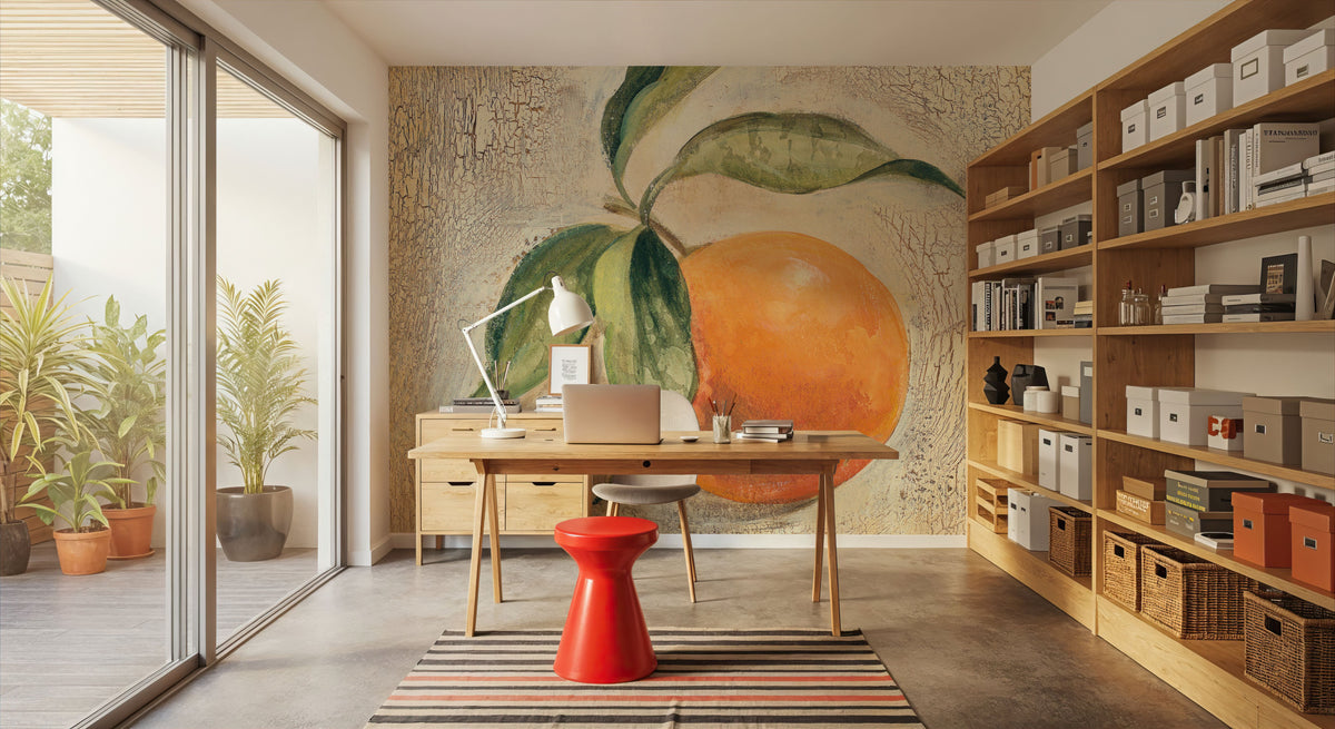 L Orange Mural Wallpaper - room preview 06