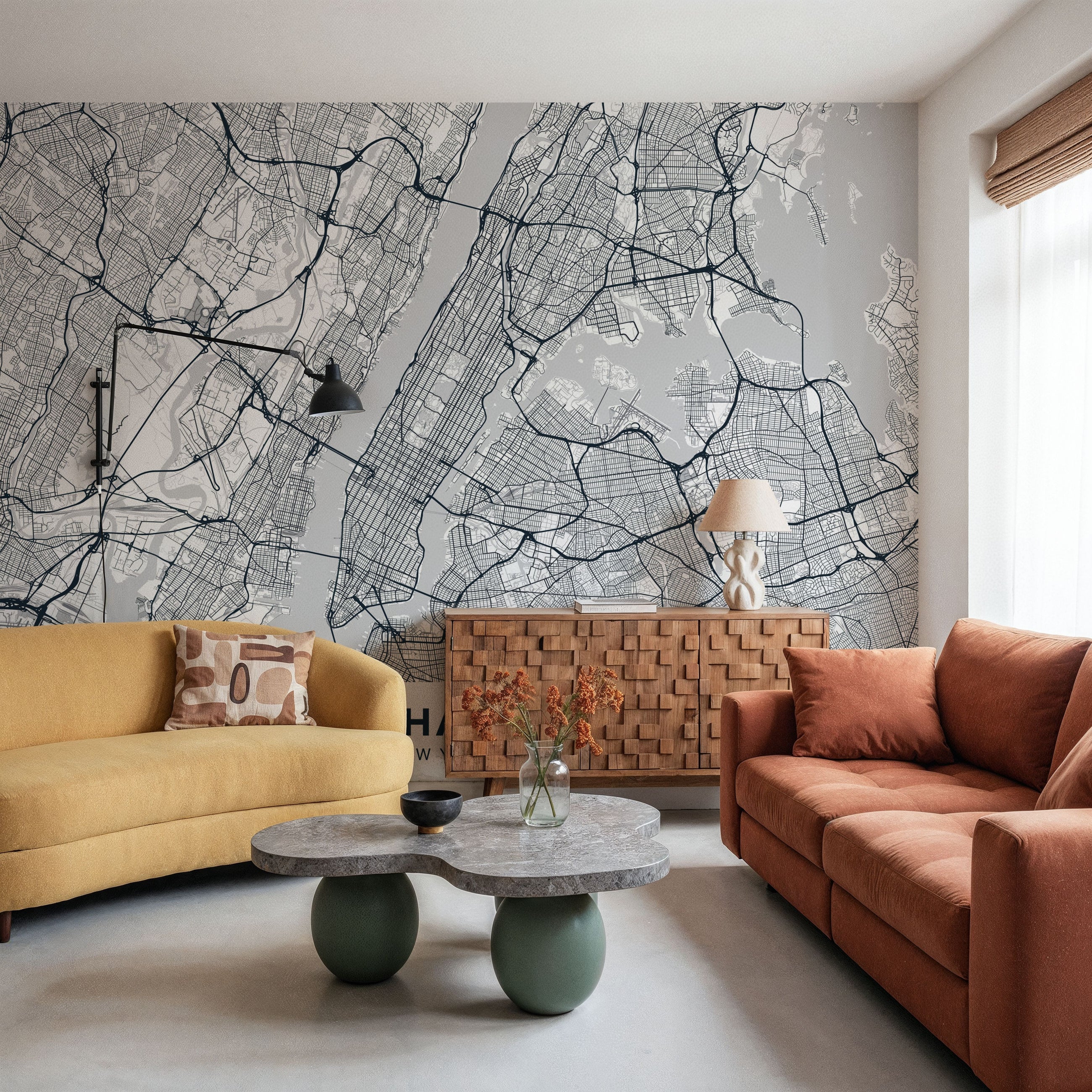 Map of Manhattan Mural Wallpaper