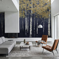 Shimmering Forest Indigo Mural Wallpaper - room preview 06
