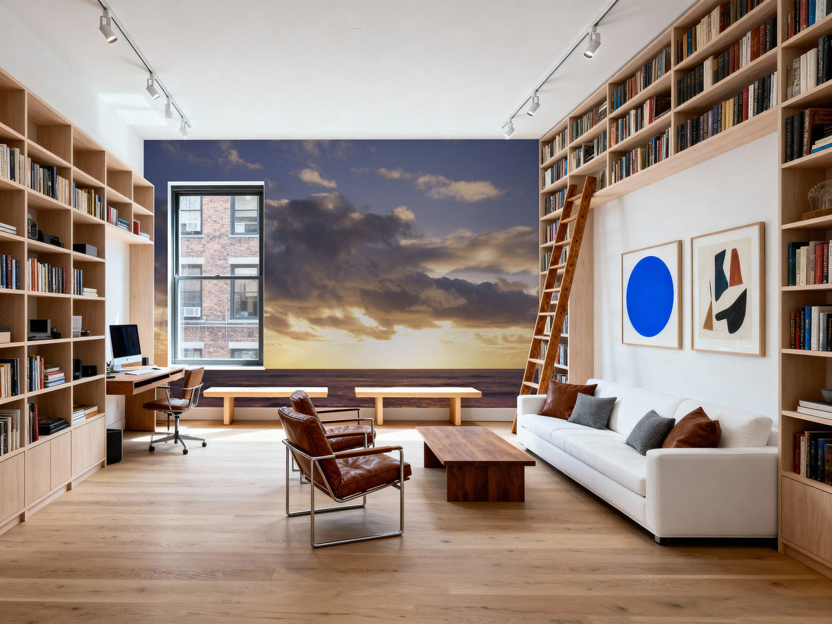 Golden Cloudscape Mural Wallpaper - room preview 06