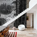 Sunwapta Falls BW Mural Wallpaper - room preview 06
