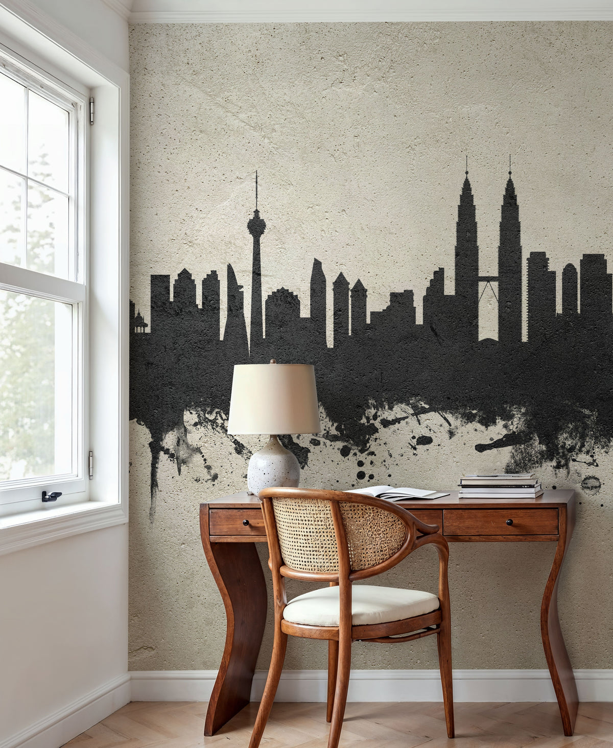 Kuala Lumpur Skyline Concrete Mural Wallpaper - room preview 06