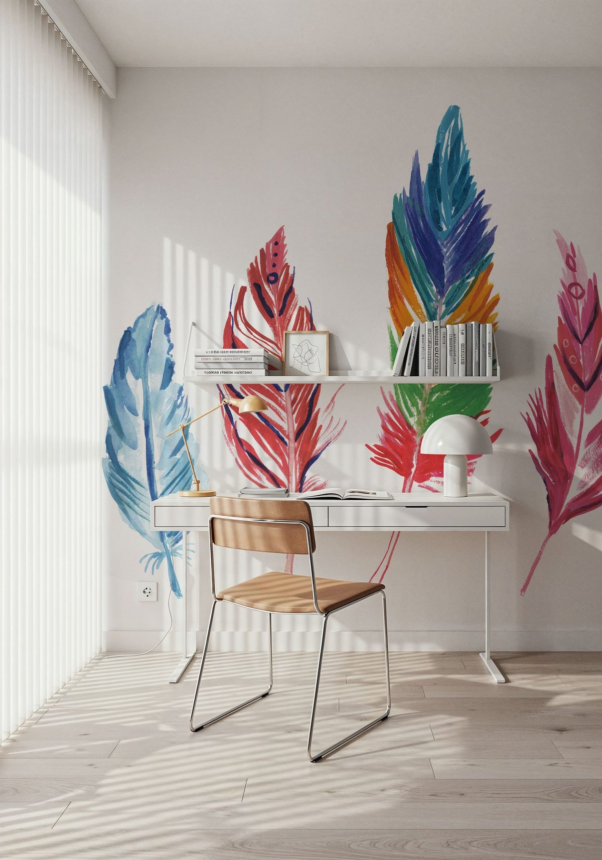 Rainbow Feathers IV Mural Wallpaper - room preview 06