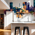 Lexington Kentucky Skyline Blue & Bronze Mural Wallpaper - room preview 06