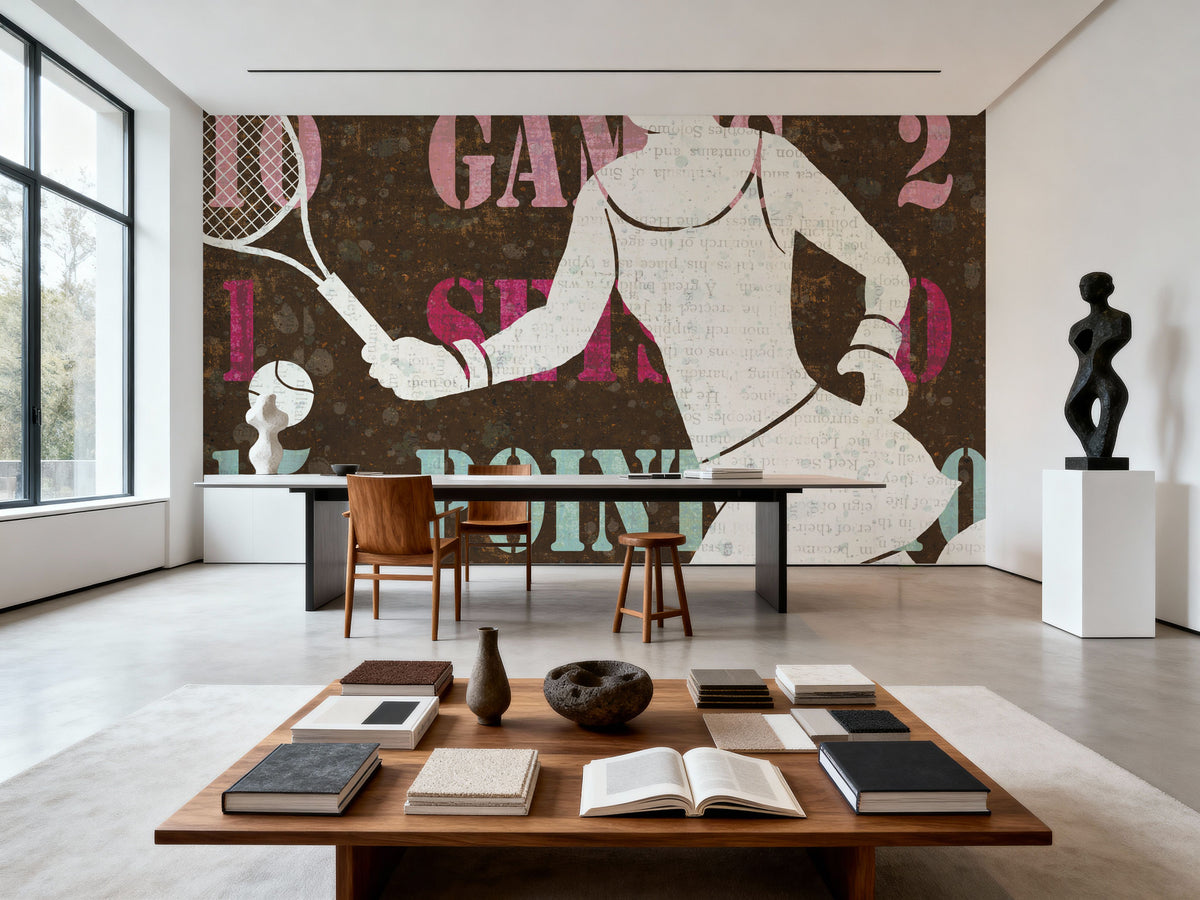 Womens Scoreboard Tennis Mural Wallpaper - room preview 06