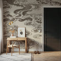 Ukiyo-e Clouds, Mauve Mural Wallpaper - room preview 06