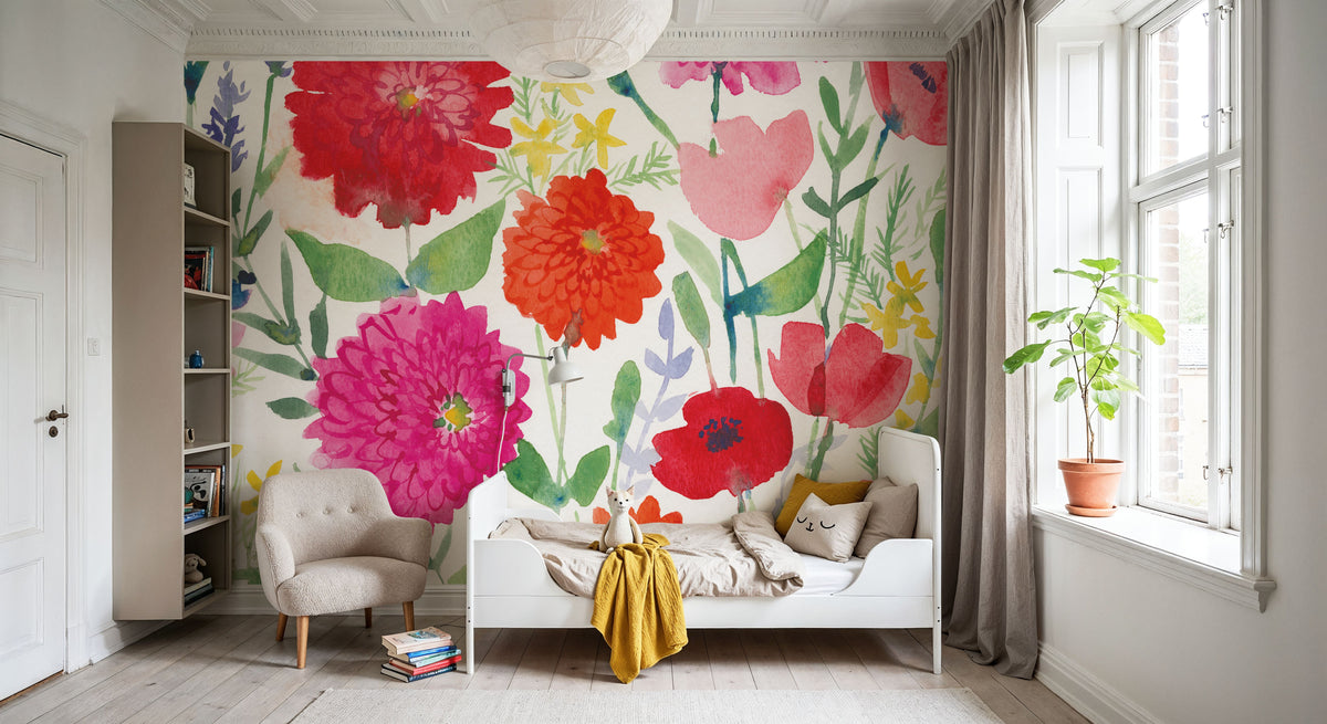 August Flowers Mural Wallpaper - room preview 06