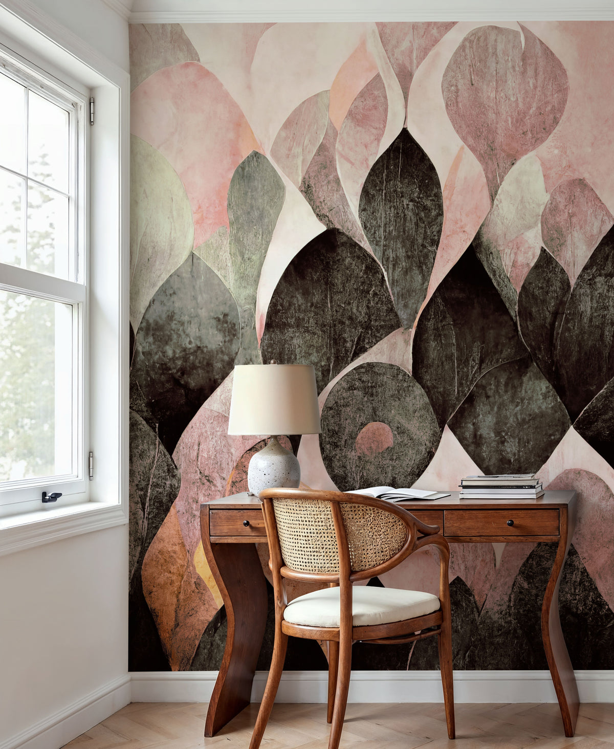 Dry Leaves, Rose Mural Wallpaper - room preview 06