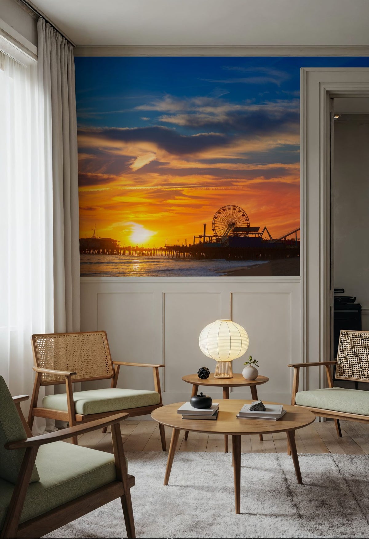 Santa Monica Pier Sunset Mural Wallpaper - room preview 06